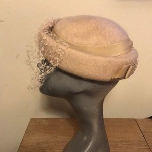 Vintage 1950’s Wool Vailed Nude Box Hat